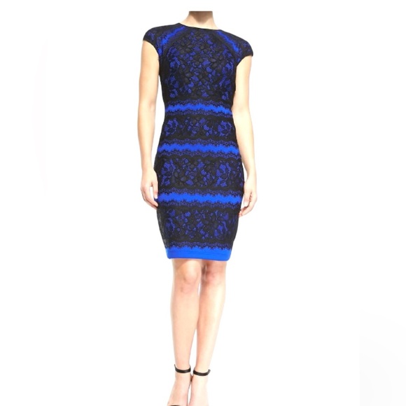 Tadashi Shoji Dresses & Skirts - Tadashi Shoji Lace Cocktail Dress Short Sleeve Sheath Pencil Skirt Color Block 2